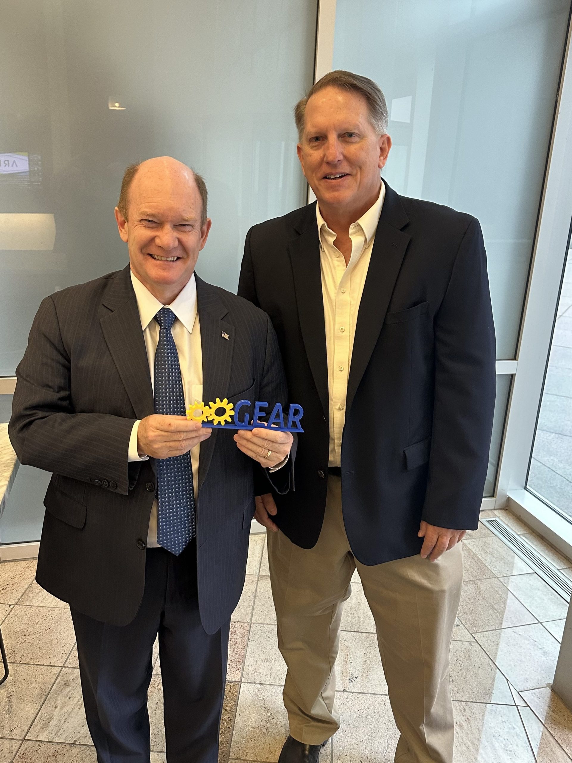 GEAR Executive Director Clark and Senator Chris Coons